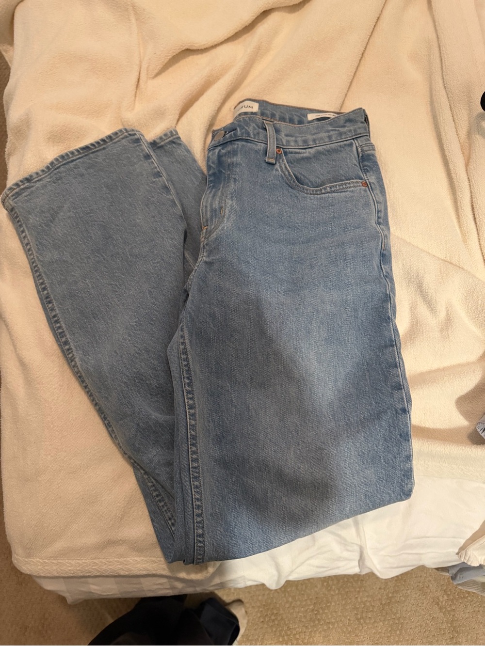 Aritzia denim forum Light Blue Denim Nico Low-Rise straight leg Jeans
